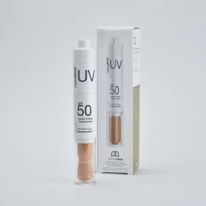 Nexultra UV Brocha Mineral FPS 50, es una Pantalla mineral en polvo ligero y transparente en brocha con FPS 50 que se puede usar sobre el maquillaje.